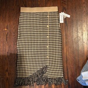 Nanette Lepore Checkered Pencil Skirt in Black and Tan